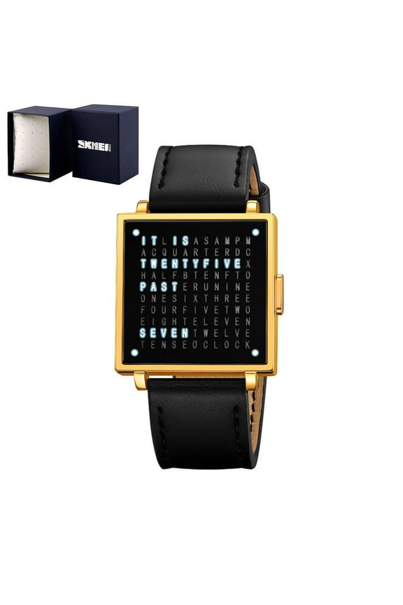 Unique Letters Watch, LED Letters Watch, Stainless Steel Unisex Watch with Led Display, A Watch That Tells Time With Letters, Multifunction Sports Watch Square Watch Gift for Men Women