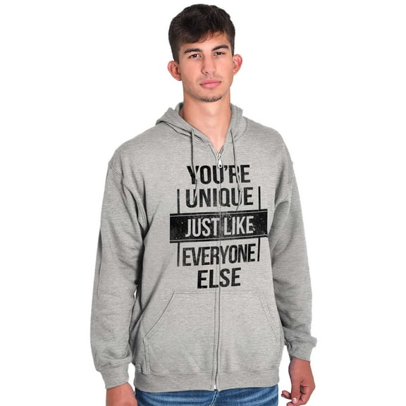 Unique Like Everyone Else Funny Unisex Fleece Graphic Zip Up Hoodie Brisco Brands 4X