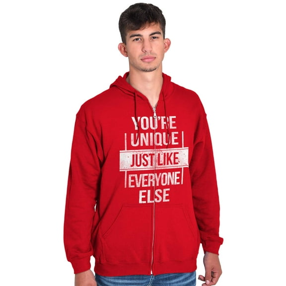 Unique Like Everyone Else Funny Zip Up Hoodie Men's Women's Brisco Brands L