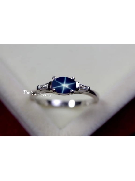 Unique Lindy Star Ring, Blue Star Ring, 925 Sterling Silver, Sapphire Star Ring For Bride