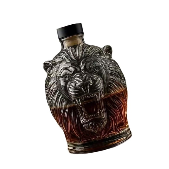 Unique Lions Head Design Glass Liquor Bottle Party Drink Dispenser Perfect For Storing Whiskeys Wine And Cocktails