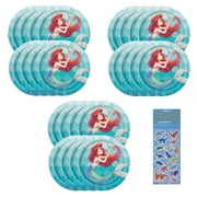 The Little Mermaid Princess Birthday Party Supplies Bundle Pack includes Dessert Cake Paper Plates - 24 Count