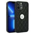thumbnail image 1 of Unique Logo View Design Luxury PU Leather Lozenge Pattern Phone Case for iPhone 13 Pro Anti-Slip Scratch Resistant Ultra Slim Shockproof Anti-fall Protective Phone Case Cover,Black, 1 of 7