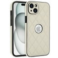 thumbnail image 1 of Unique Logo View Design Luxury PU Leather Lozenge Pattern Phone Case for iPhone 14 Anti-Slip Scratch Resistant Ultra Slim Shockproof Anti-fall Protective Phone Case Cover,White, 1 of 7