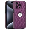 thumbnail image 1 of Unique Logo View Design Luxury PU Leather Lozenge Pattern Phone Case for iPhone 14 Pro Max Anti-Slip Scratch Resistant Ultra Slim Shockproof Anti-fall Protective Phone Case Cover,Deeppurple, 1 of 7