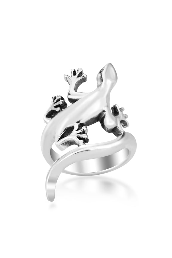 Unique Long Tail Gecko-Lizard Wrap .925 Silver Ring-9