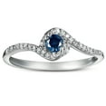 thumbnail image 1 of Unique Look 1.50 Carat Round Shape Blue Sapphire Moissanite Diamond Halo Engagement Ring in 10k White Gold, 1 of 2