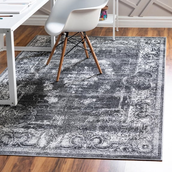 Unique Loom Aarhus Collection Area Rug - Medallion (3' 3" x 5' 3" Rectangle Charcoal/Gray)