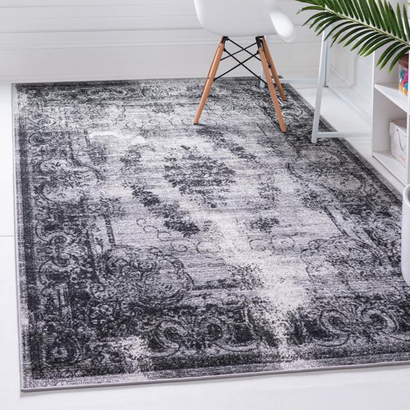 Unique Loom Aarhus Collection Area Rug - Medallion (5' 3" x 8' Rectangle Gray/Ivory)