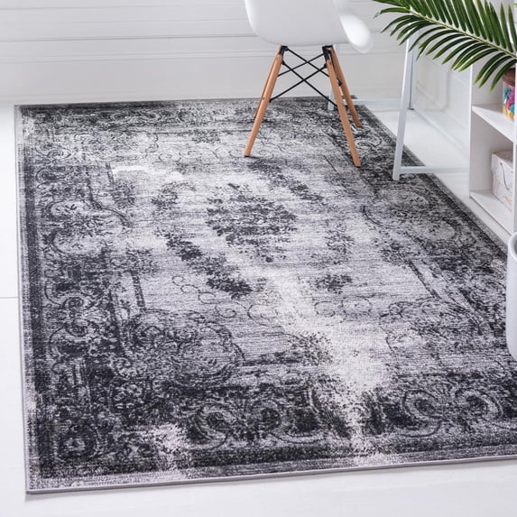 Unique Loom Aarhus Collection Area Rug - Medallion (6' 1" x 9' Rectangle Gray/Ivory)