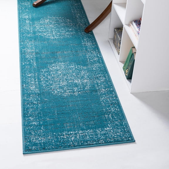 Unique Loom Aarhus Collection Area Rug - Traditional (2' x 6' 1" Runner Blue/Ivory)