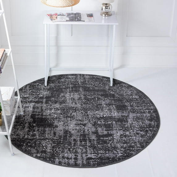 Unique Loom Aarhus Collection Area Rug - Traditional (7' 10" Round Dark Gray/Gray)