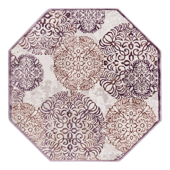 Unique Loom Aberdeen Collection Area Rug - Chatsworth (4' Octagon Violet/Ivory)