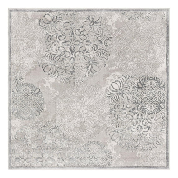 Unique Loom Aberdeen Collection Area Rug - Chatsworth (5' 3" Square Gray/Beige)
