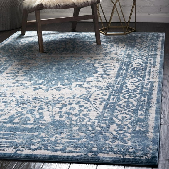 Unique Loom Aberdeen Collection Area Rug - Derbyshire (2' 2" x 3' Rectangle Light Blue/Beige)