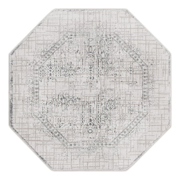 Unique Loom Aberdeen Collection Area Rug - Stanhope (4' Octagon Gray/Beige)