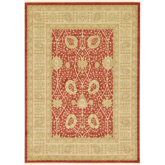 Unique Loom Adel Edinburgh Rug Red/Brown 8' x 11' 2" Rectangle Floral Traditional Perfect For Living Room Bed Room Dining Room Office