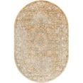 thumbnail image 1 of Unique Loom Adjani Isabella Rug Beige/Ivory 4' x 6' Oval Textured Medallion Traditional Perfect For Dining Room Bed Room Play Room, 1 of 3