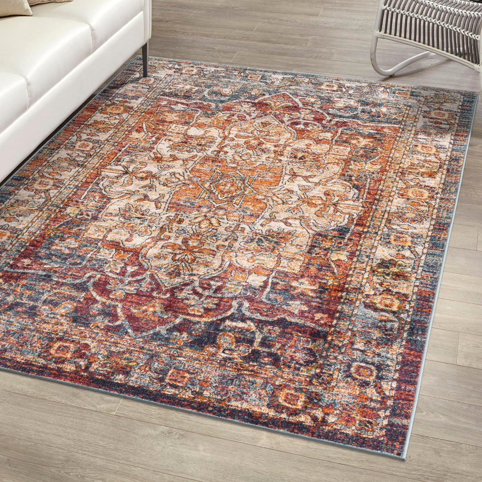 Isabella Multi-Color Synthetic Rectangular Area Rug 6' 1" x 9'