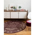 thumbnail image 1 of Unique Loom Adjani Isabella Rug Purple/Ivory 5' Round Textured Medallion Traditional Perfect For Dining Room Entryway Bed Room, 1 of 2