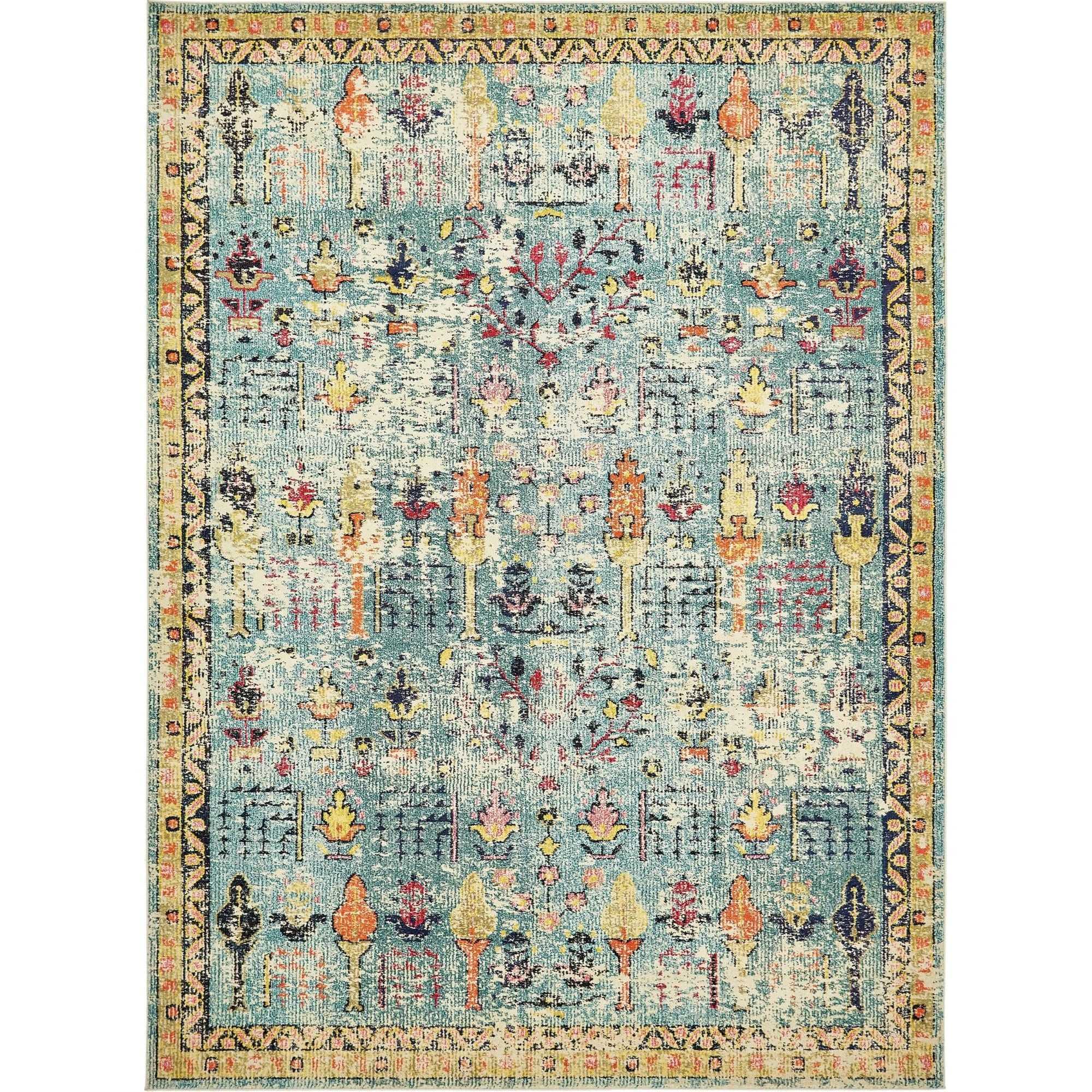 Unique Loom Adobe Monterey Rug Blue/Beige 9' x 12' 2" Rectangle Border