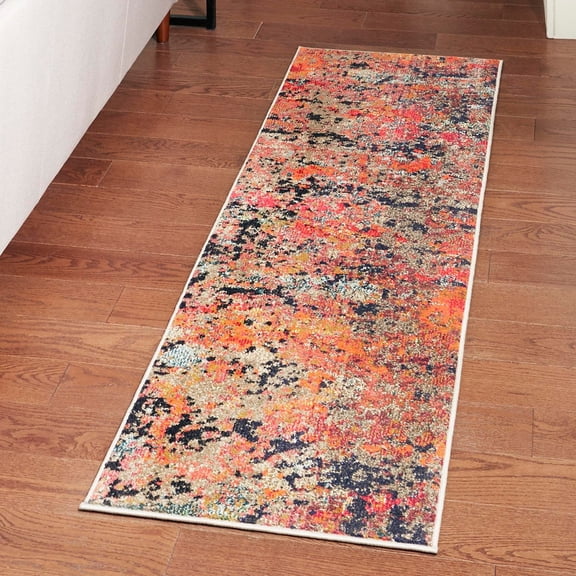 Unique Loom Vivid Collection Area Rug - Ahmedabad (2' x 8' Runner Multi/Beige)