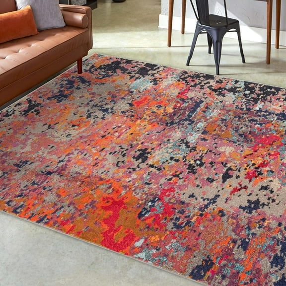 Unique Loom Vivid Collection Area Rug - Ahmedabad (7' 10" Square Multi/Beige)