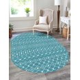 thumbnail image 1 of Unique Loom Tribal Trellis Collection Area Rug - Alaoui (5' 3" x 8' Oval Turquoise/Ivory), 1 of 10