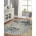 thumbnail image 1 of Unique Loom Tribal Trellis Collection Area Rug - Alaoui (7' 10" x 10' Oval Multi Gray Blue/Ivory), 1 of 11