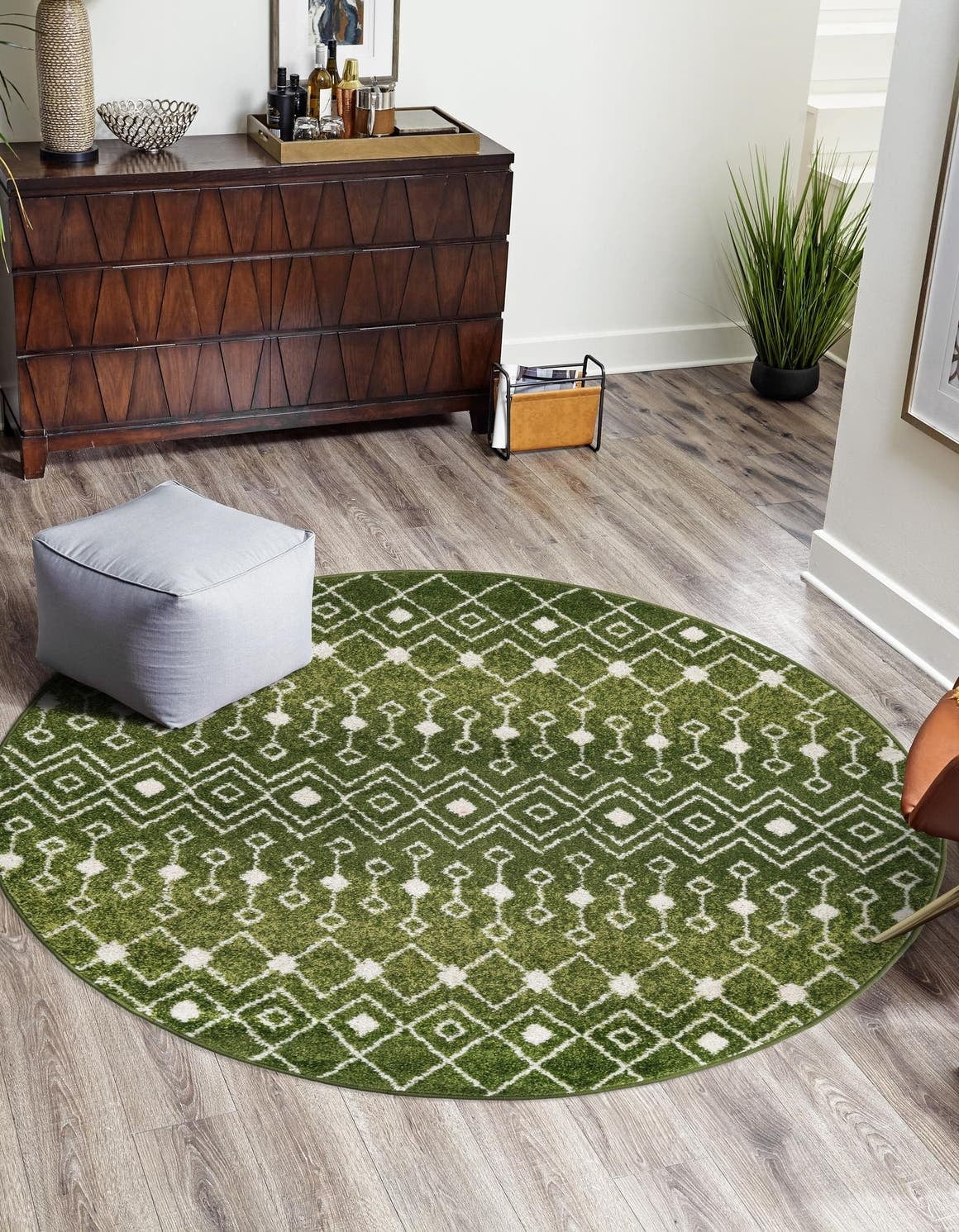 Uunique Green Rugs Unique Loom Tribal Trellis Collection Area Rug - Alaoui (5' 3