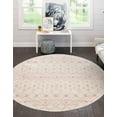 thumbnail image 1 of Unique Loom Tribal Trellis Collection Area Rug - Alaoui (5' 3" Round Ivory and Pink), 1 of 12