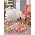 thumbnail image 1 of Unique Loom Tribal Trellis Collection Area Rug - Alaoui (5' 3" Round Multi/Blue), 1 of 10