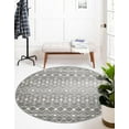 thumbnail image 1 of Unique Loom Tribal Trellis Collection Area Rug - Alaoui (6' Round Gray/Ivory), 1 of 11