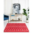 thumbnail image 1 of Unique Loom Tribal Trellis Collection Area Rug - Alaoui (10' Square Burgundy Red/Ivory), 1 of 11