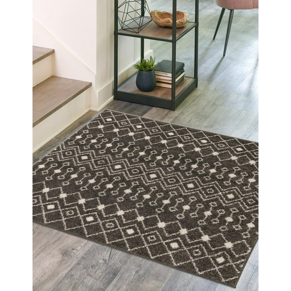 Unique Loom Tribal Trellis Collection Area Rug - Alaoui (7' 10" Square Dark Gray/Ivory)