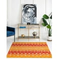 thumbnail image 1 of Unique Loom Tribal Trellis Collection Area Rug - Alaoui (7' 10" Square Orange and Red/Ivory), 1 of 11