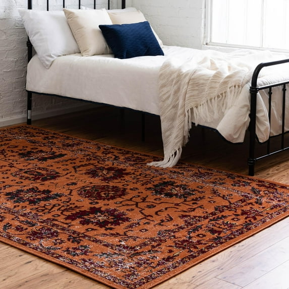 Unique Loom Lucerne Collection Area Rug - Aldstadt (7' 10" x 10' Rectangle Orange/Black)