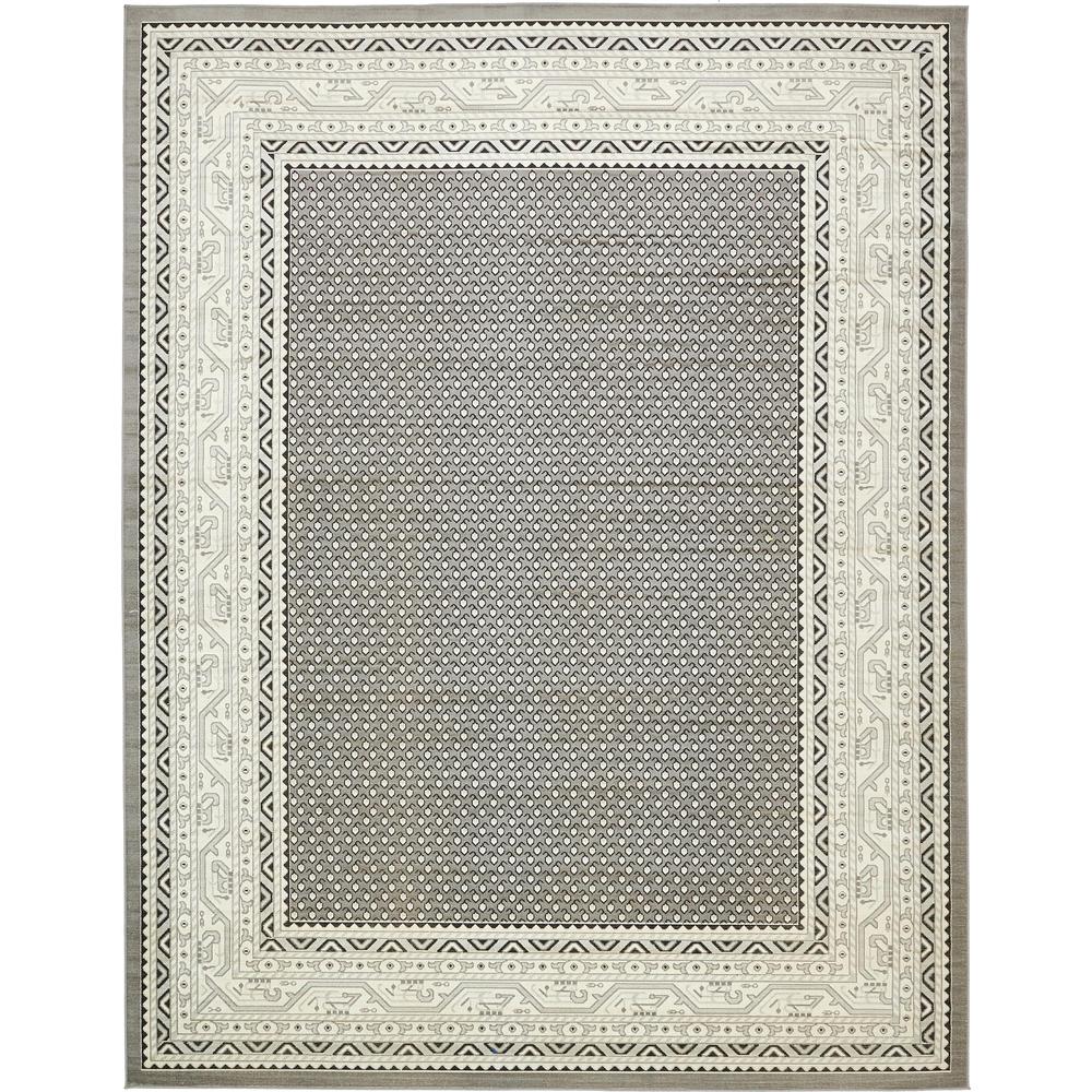 Unique Loom Allover Williamsburg Rug Gray/Black 10' x 13' 1" Rectangle Hand Made Geometric