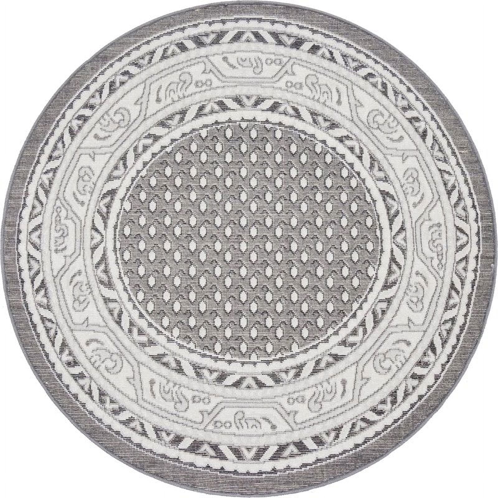 Unique Loom Allover Williamsburg Rug Gray/Black 3' 7" Round Hand Made