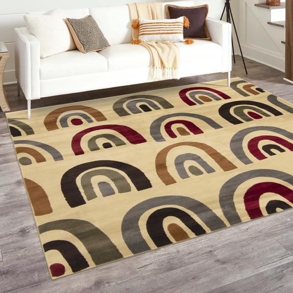 Unique Loom Cafe Collection Area Rug - Altissio (7' 10" Square Cream/Brown)