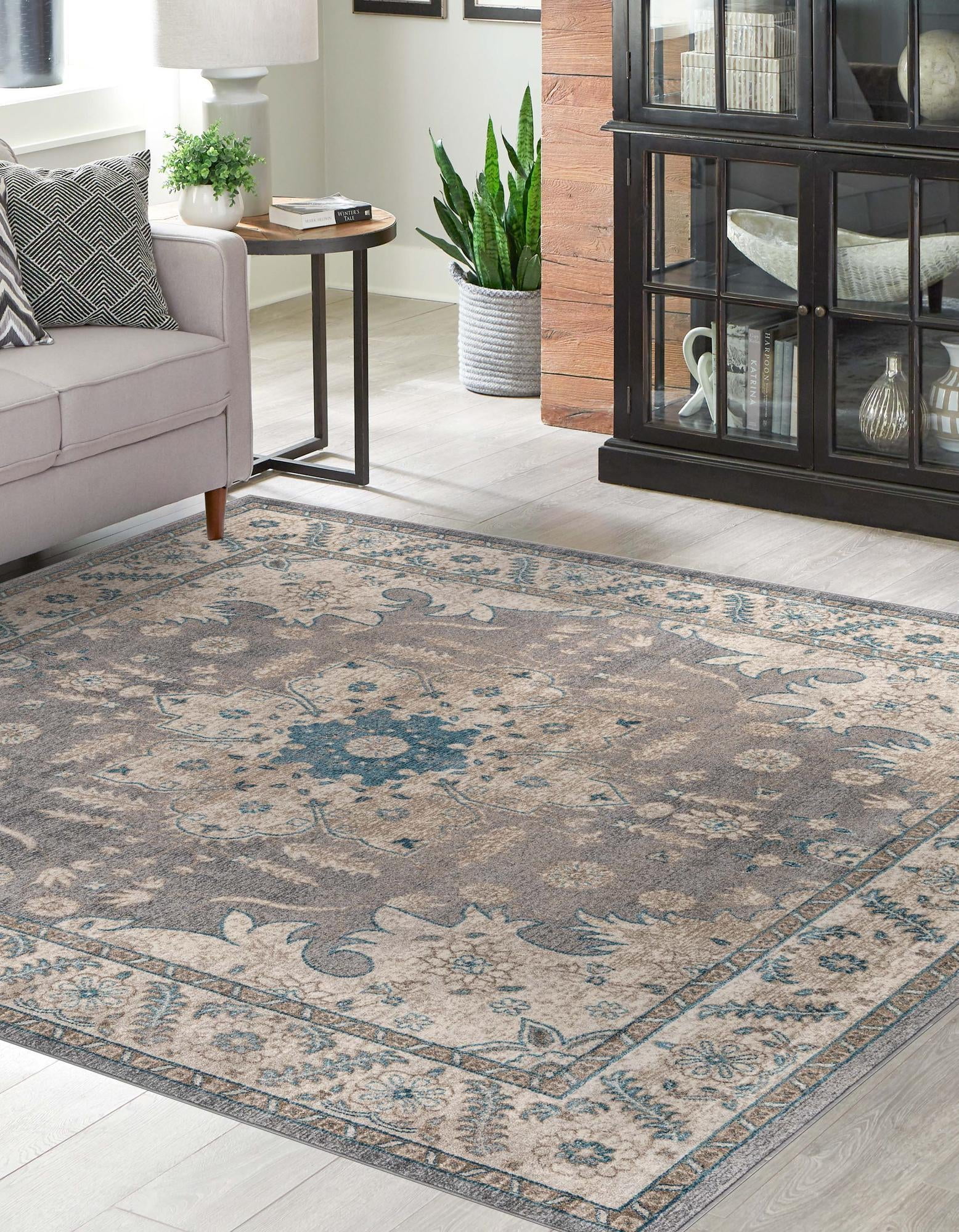 Unique Loom Altstadt Salzburg Rug Gray/Cream 8' Square Medallion