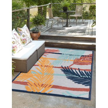 Unique Loom Tappeto Esterno Belize - Sarstoon Quadrato 2,8m, Avorio/Azzurro - Foto 6