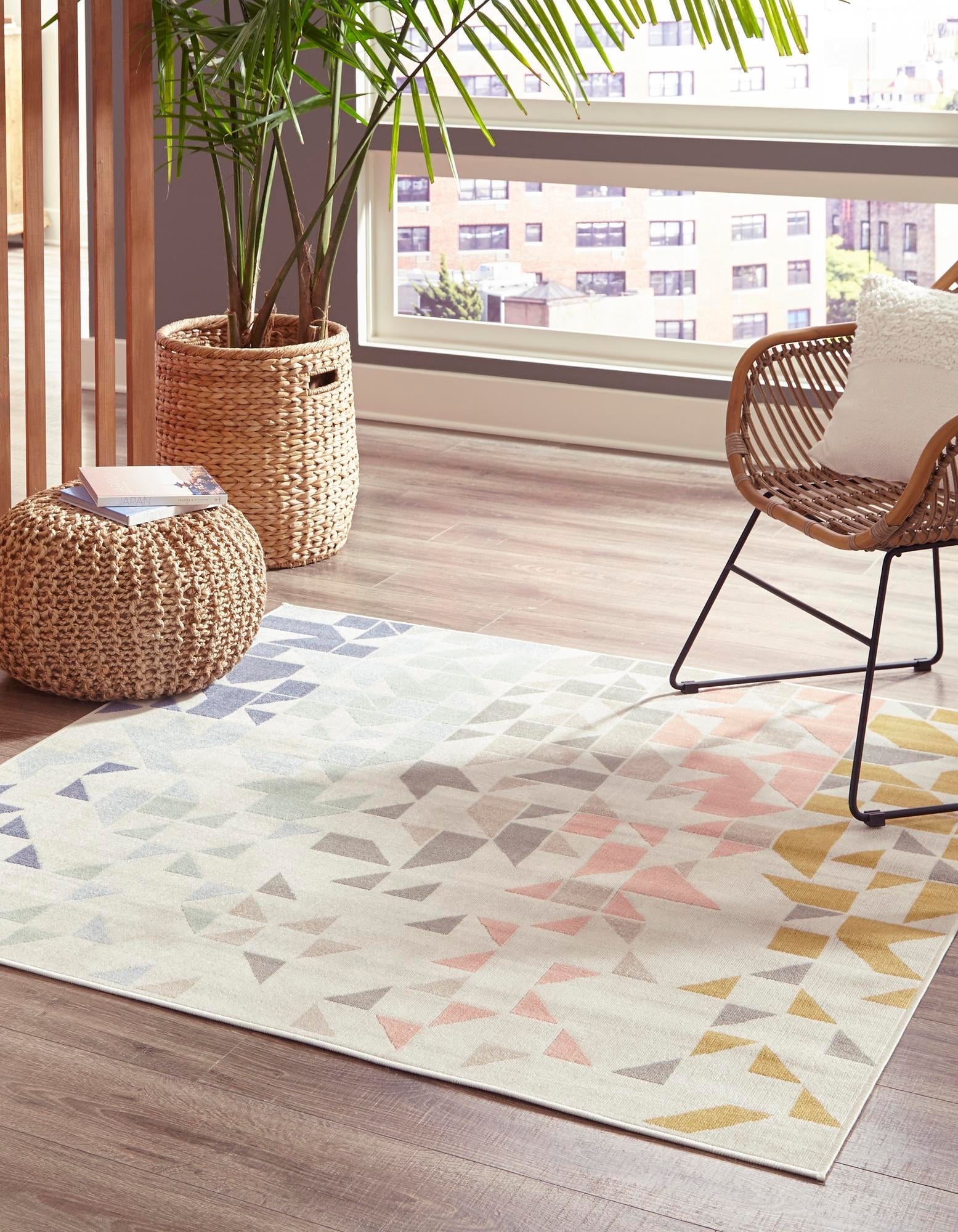 Unique Loom Angel Lotus Rug Multi/Gray 7' 10