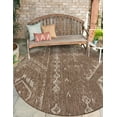 thumbnail image 1 of Unique Loom Outdoor Bohemian Collection Area Rug - Anthro (6' 1" Round Brown/Ivory), 1 of 6