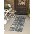 thumbnail image 1 of Unique Loom Outdoor Bohemian Collection Area Rug - Anthro (2' x 8' Runner Charcoal Gray/Ivory), 1 of 6