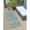 thumbnail image 1 of Unique Loom Outdoor Bohemian Collection Area Rug - Anthro (2' 7" x 12' Runner Light Aqua/Ivory), 1 of 6