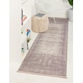thumbnail image 1 of 2.5' x 10' Purple and Gray Floral Border Rectangular Rug Runner, 1 of 5