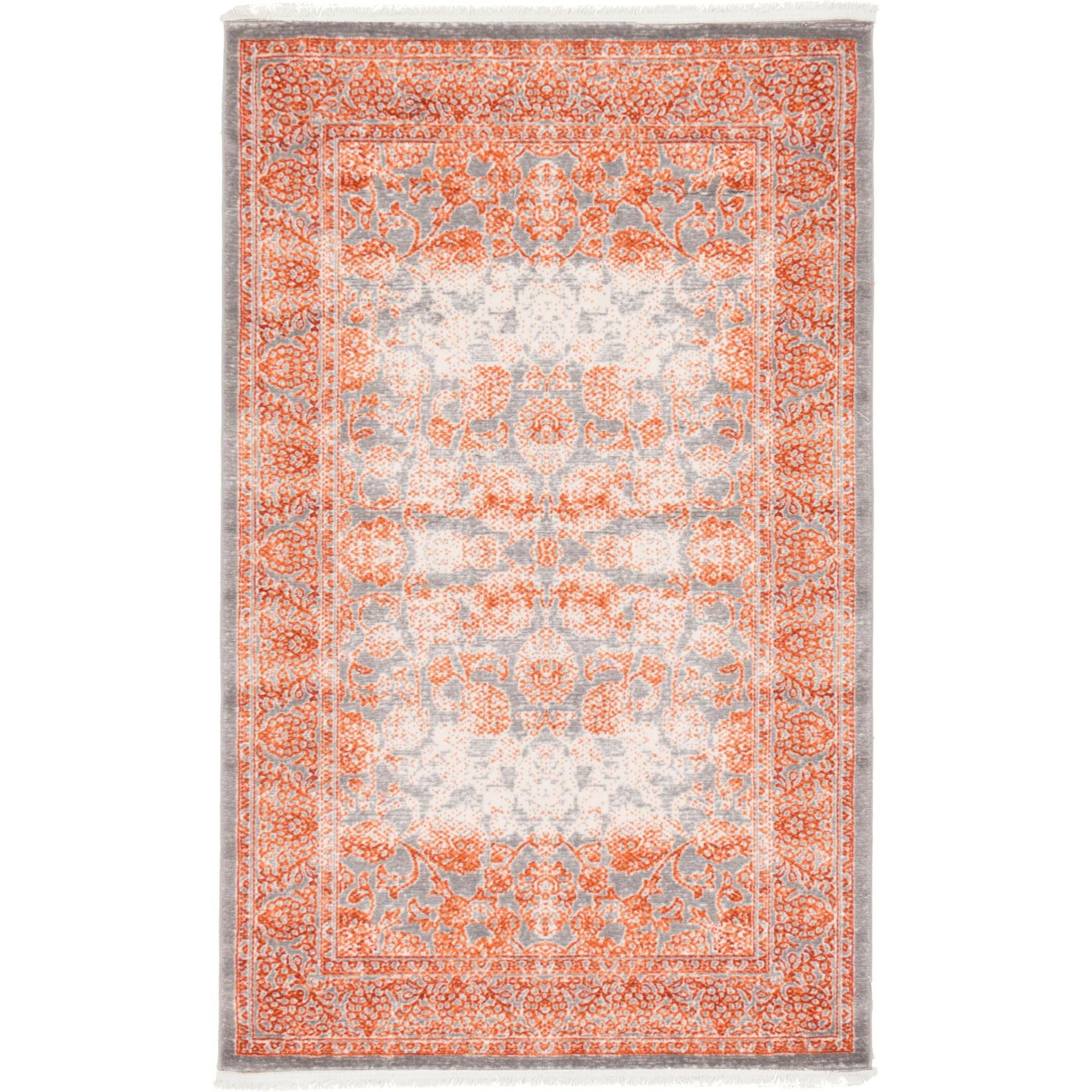 Terracotta and Ivory Abstract Synthetic 3'3" x 5'3" Area Rug