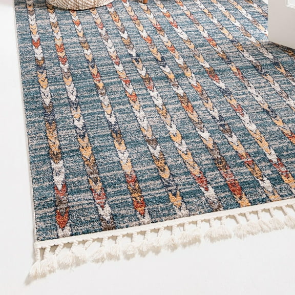 Unique Loom Aramis Collection Area Rug - Aras (5' 3" x 8' Rectangle Blue/Beige)