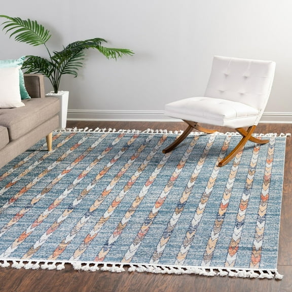 Unique Loom Aramis Collection Area Rug - Aras (7' 10" Square Blue/Beige)